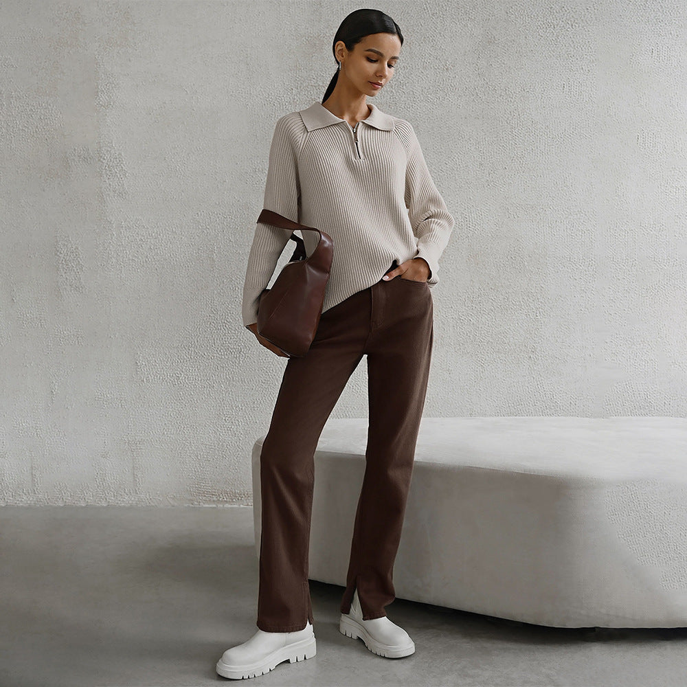 Maglione Donna con Colletto e Zip