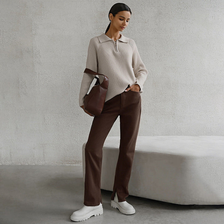 Maglione Donna con Colletto e Zip