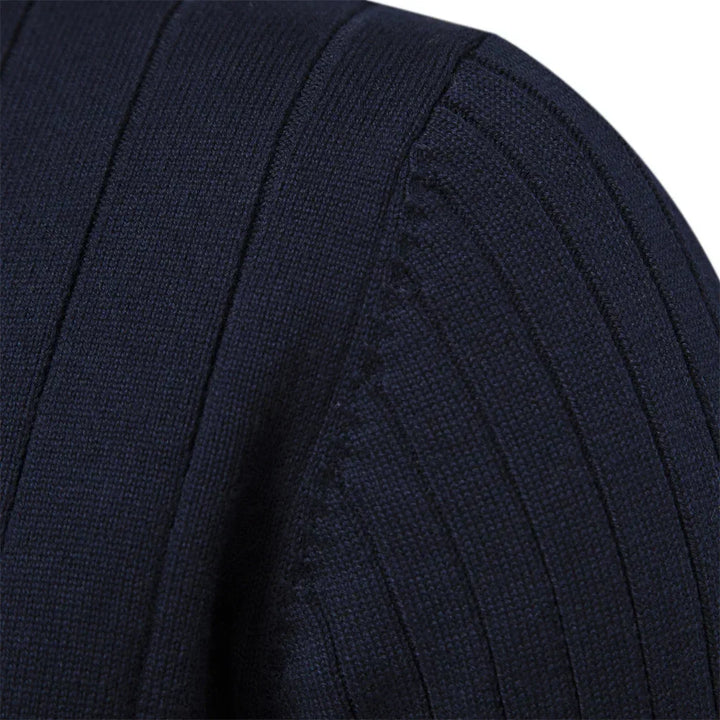 Maglione Uomo a Costine con Collo Alto Zip