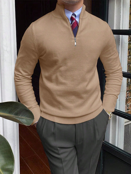 Maglione Uomo con Collo Alto e Cerniera Frontale