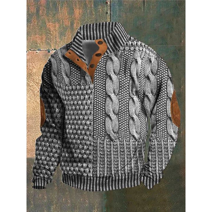 Maglione da uomo con motivo a trecce in colore grigio chiaro