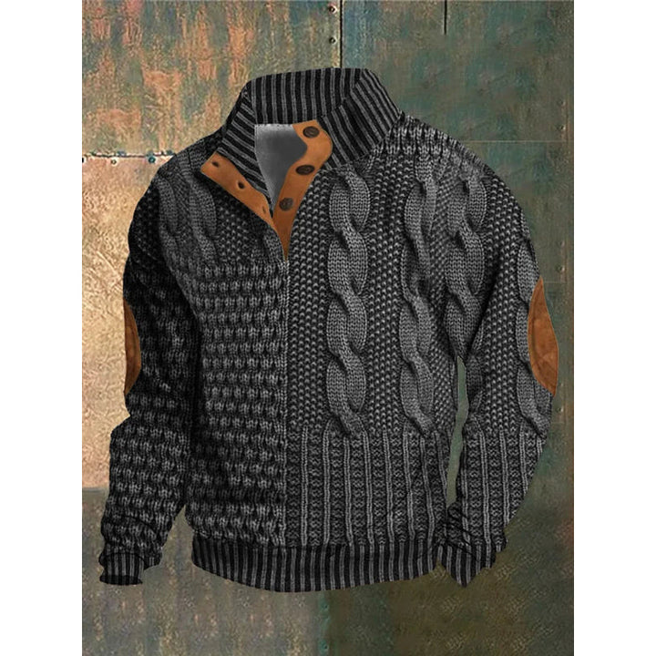 Maglione da uomo con motivo a trecce in colore grigio