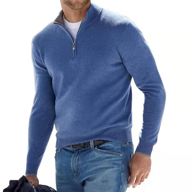 Maglione da uomo con zip a mezza lunghezza per uso quotidiano