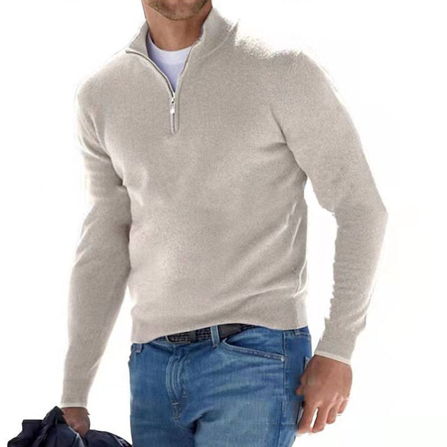 Maglione da uomo con zip a mezza lunghezza per uso quotidiano