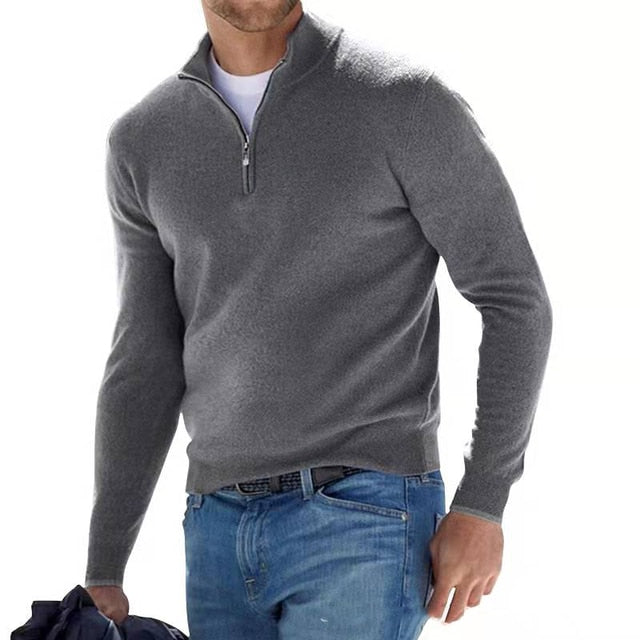 Maglione da uomo con zip a mezza lunghezza per uso quotidiano