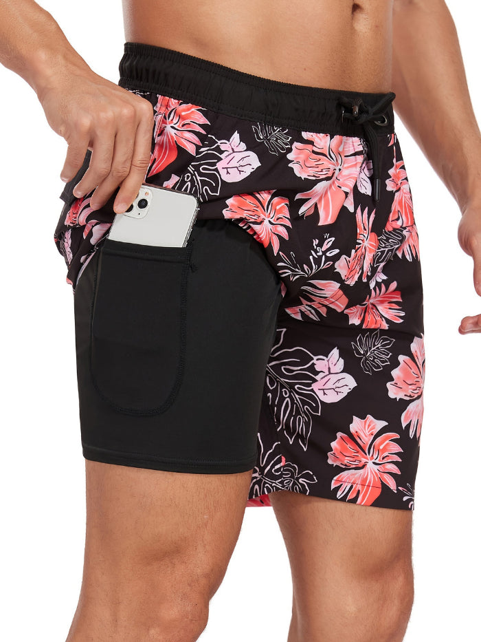 Pantaloncini da bagno da uomo con tasca per telefono