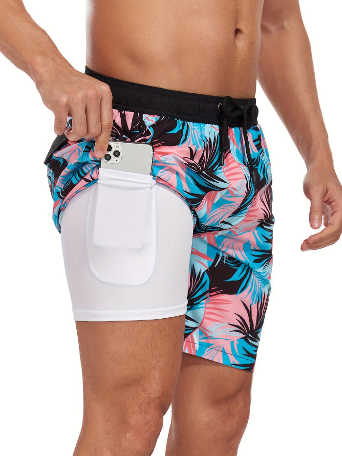 Pantaloncini da bagno da uomo con tasca per telefono