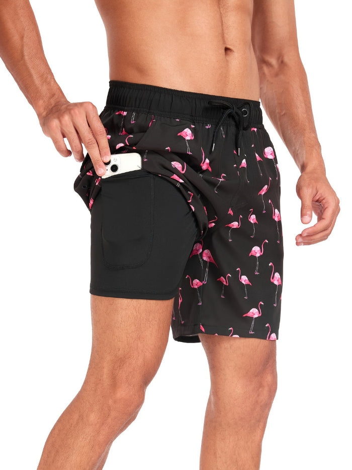 Pantaloncini da bagno da uomo con tasca per telefono