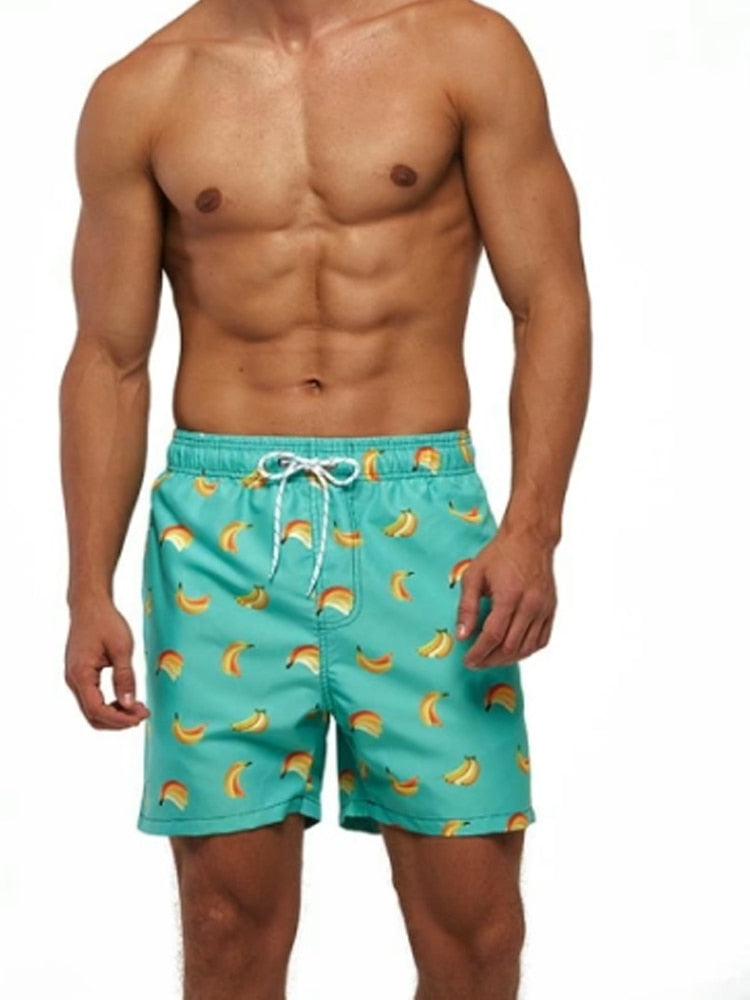 Pantaloncini mare da uomo con stampa a banane per spiaggia e tempo libero