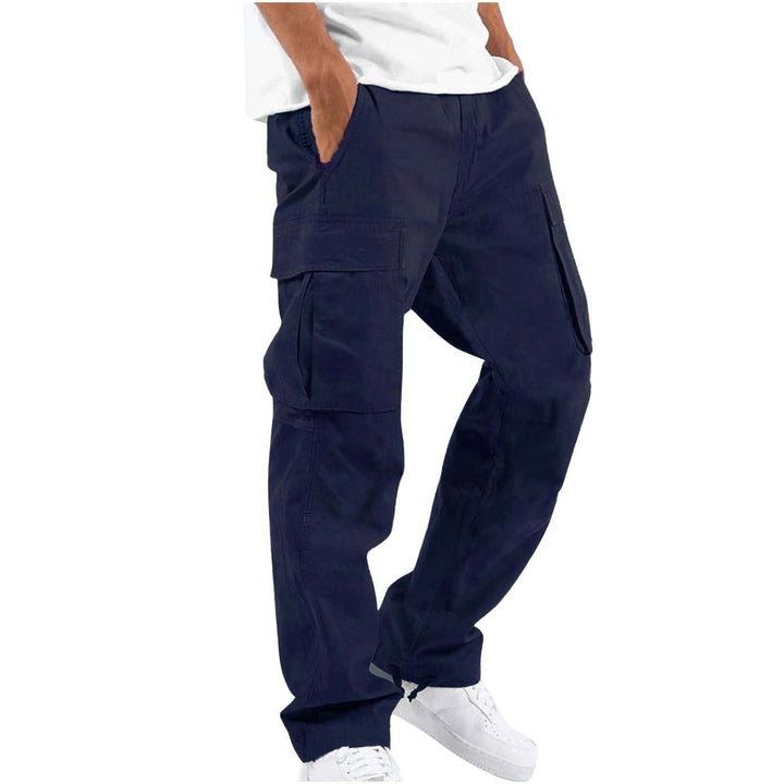 Pantaloni cargo uomo a gamba larga blu navy