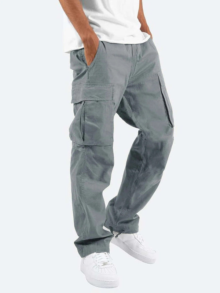 Pantaloni cargo uomo a gamba larga grigio