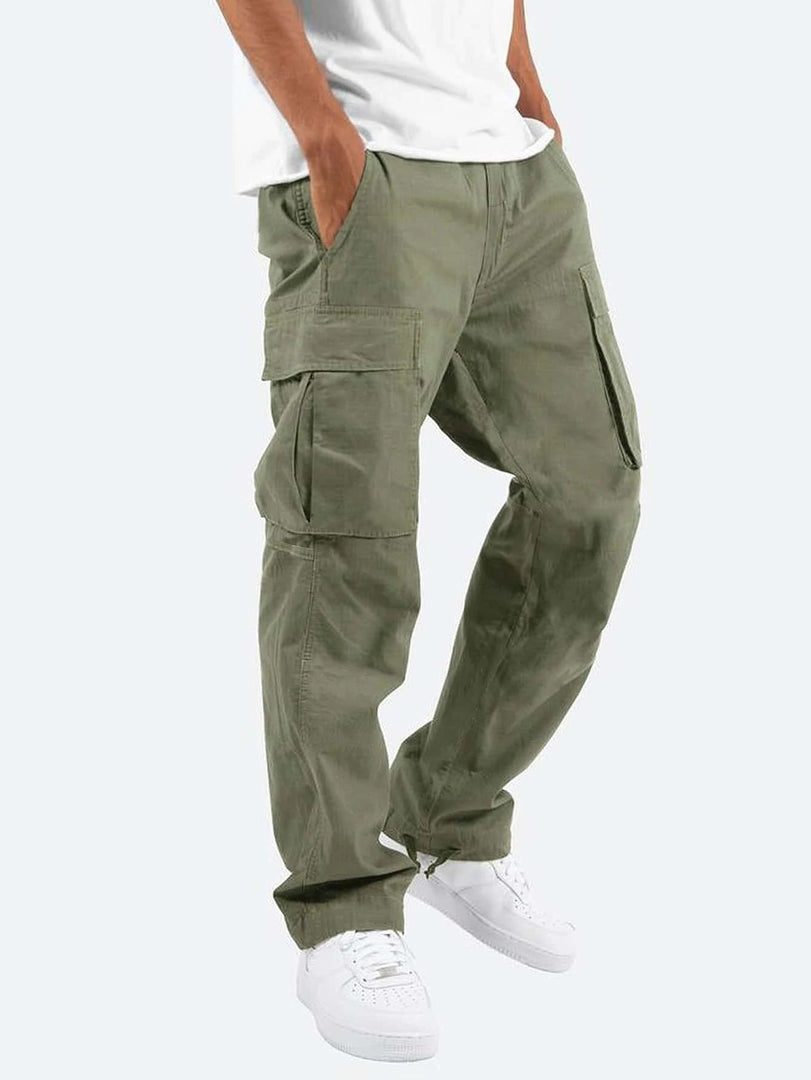 Pantaloni cargo uomo a gamba larga verde