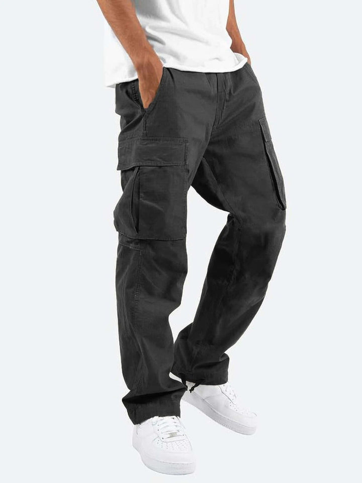 Pantaloni cargo uomo a gamba larga nero