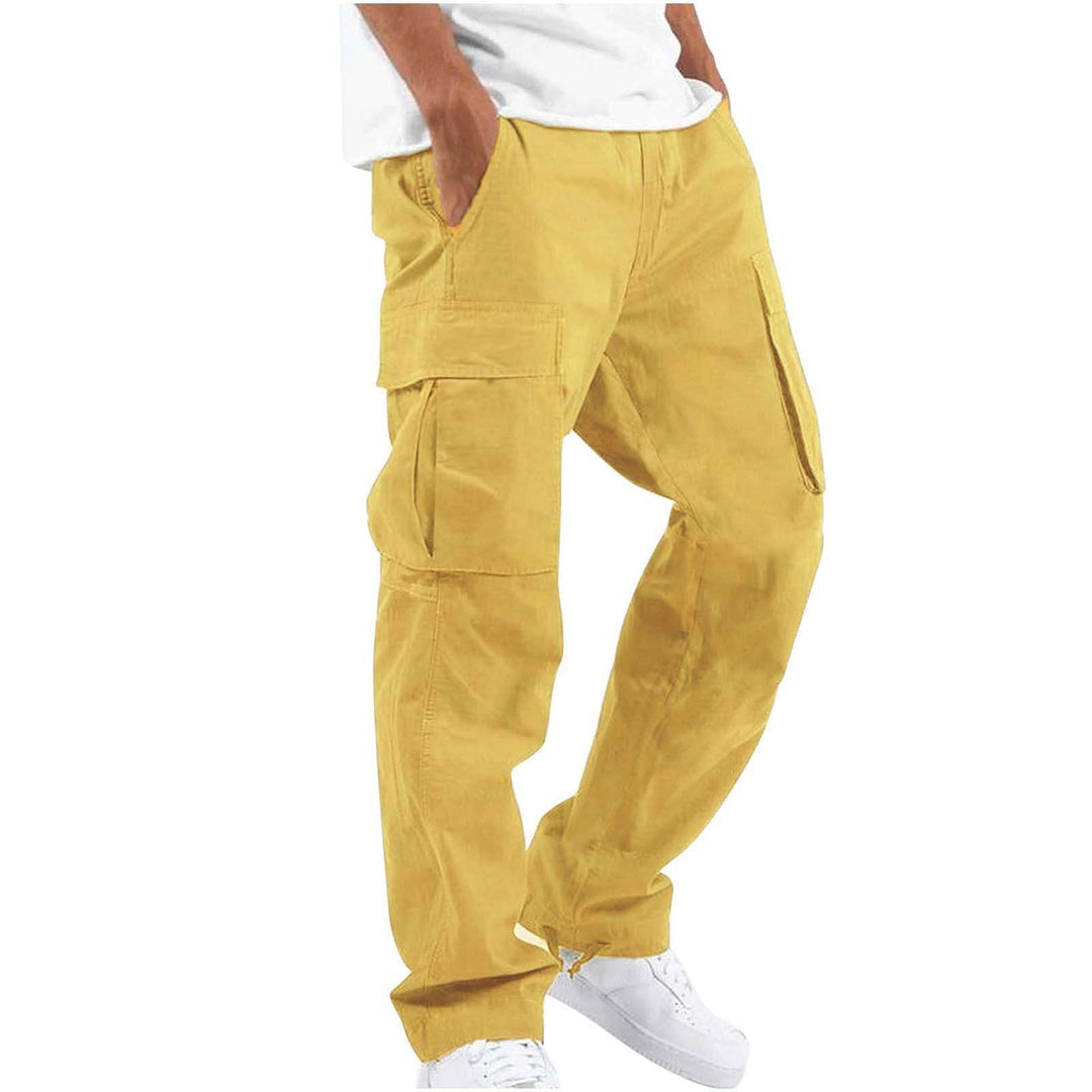 Pantaloni cargo uomo a gamba larga giallo