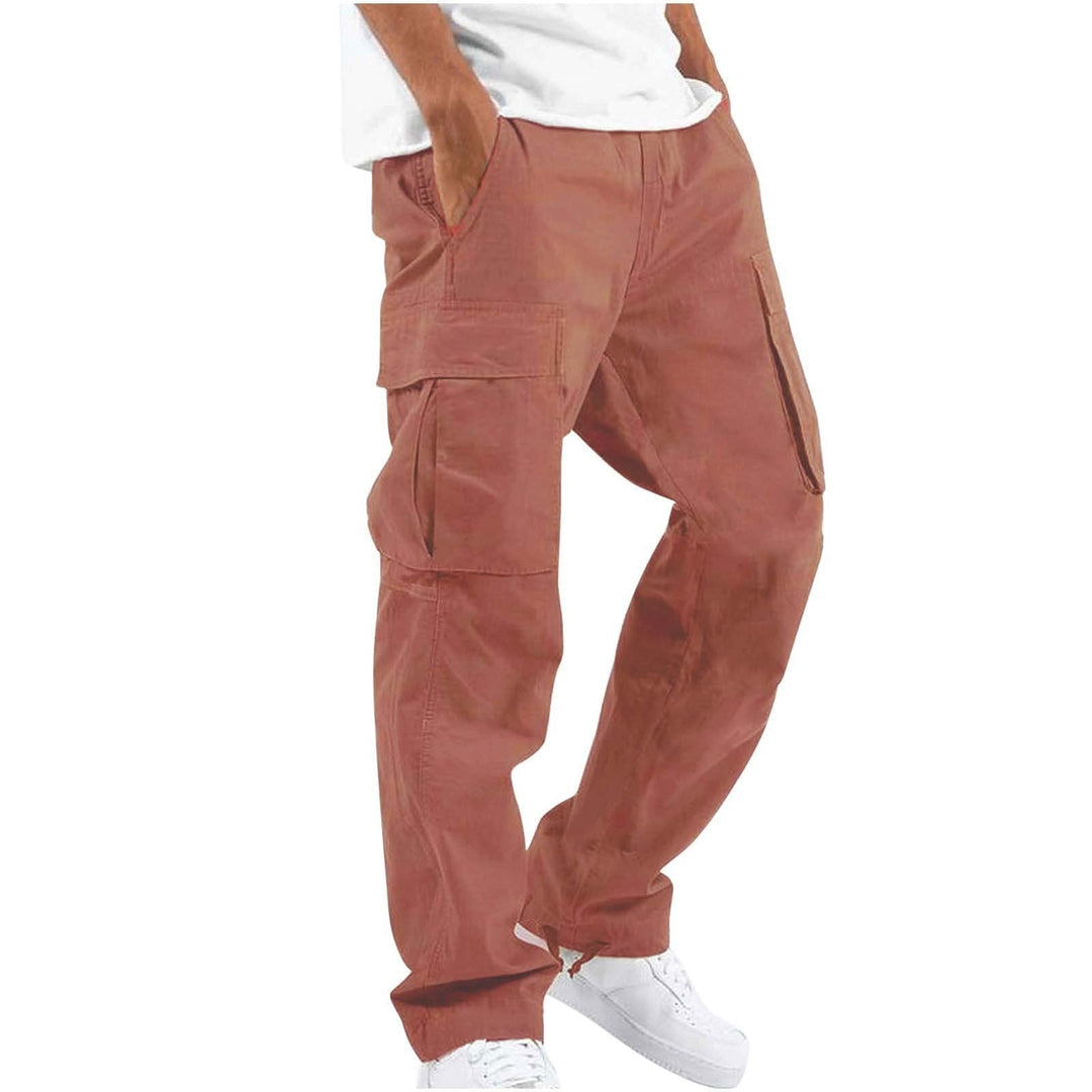 Pantaloni cargo uomo a gamba larga corallo