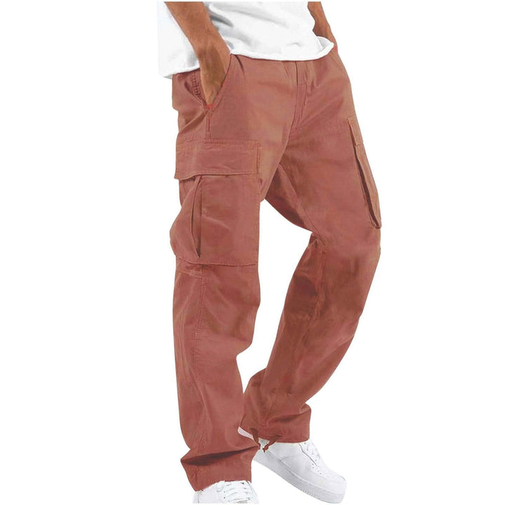 Pantaloni cargo uomo a gamba larga corallo