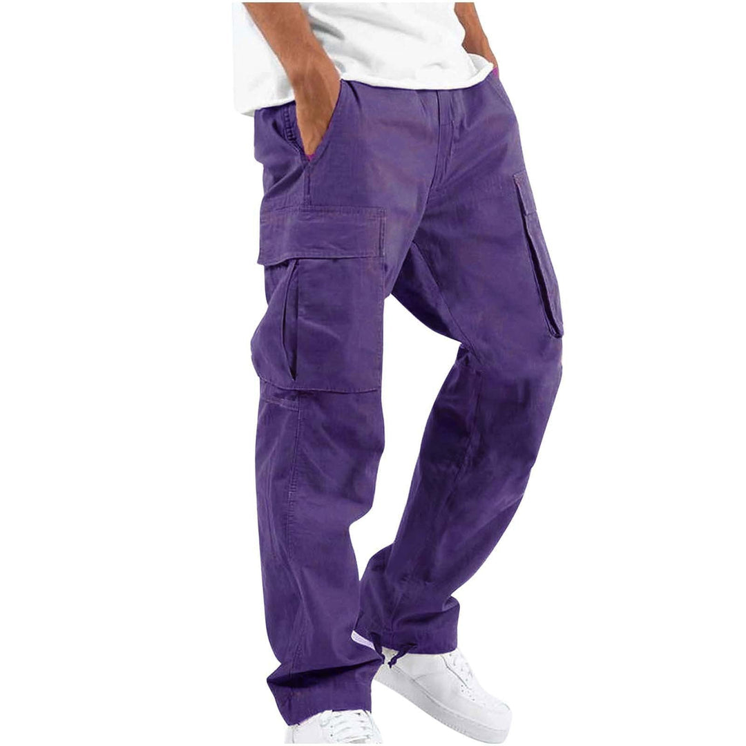 Pantaloni cargo uomo a gamba larga viola