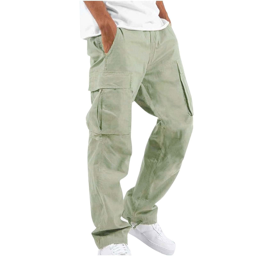Pantaloni cargo uomo a gamba larga verde chiaro