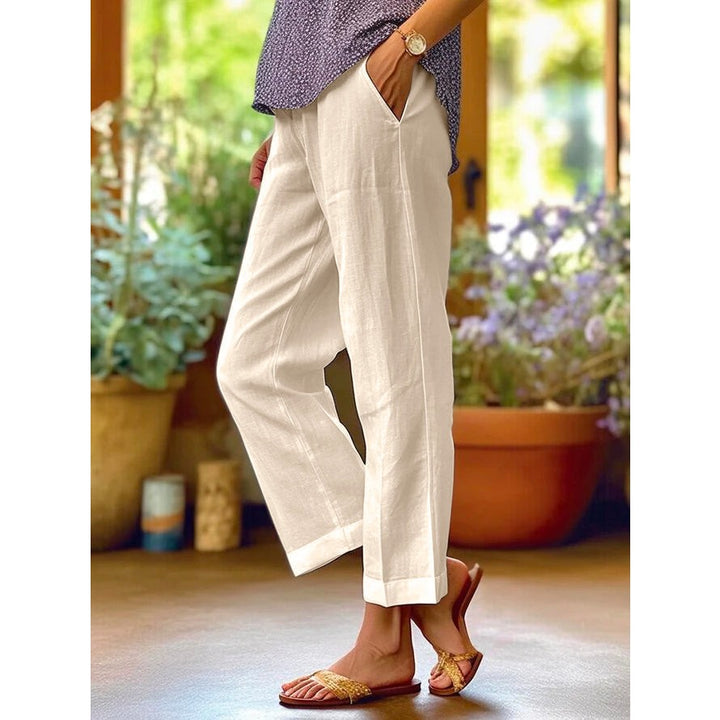 Pantaloni Donna a Gamba Dritta con Tasche in cachi