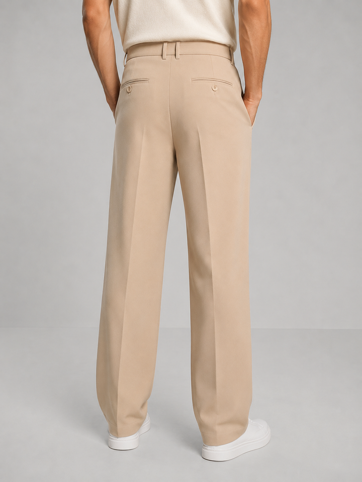 Pantaloni uomo beige a gamba dritta – vista laterale