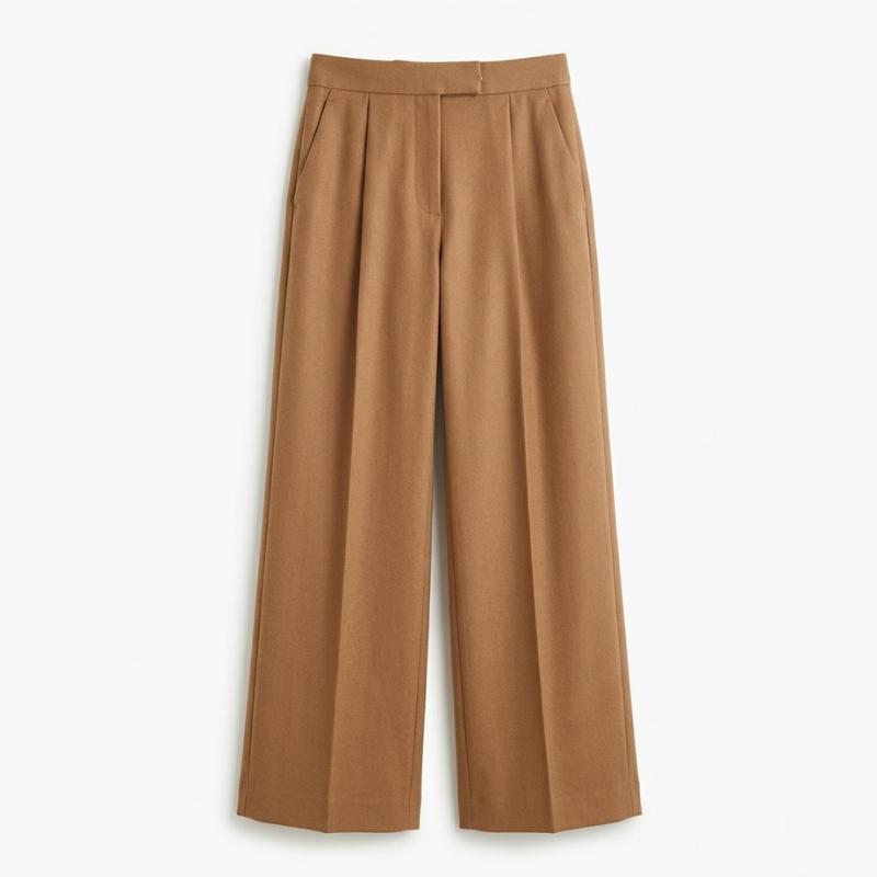 Pantaloni a Gamba Larga a Vita Alta