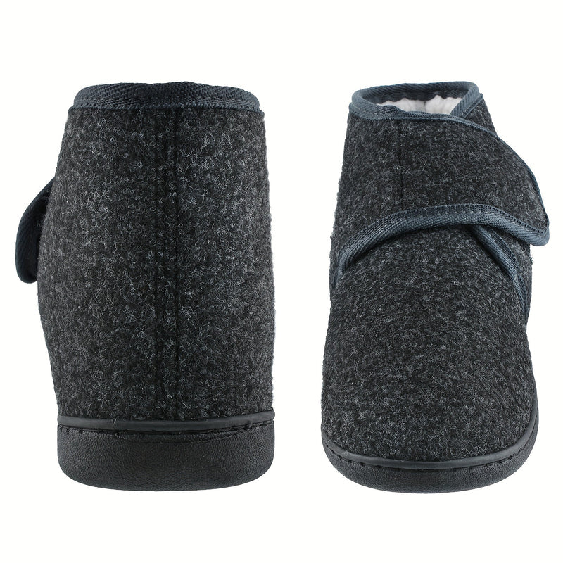 Pantofole alte da uomo grigio scuro – vista laterale e posteriore