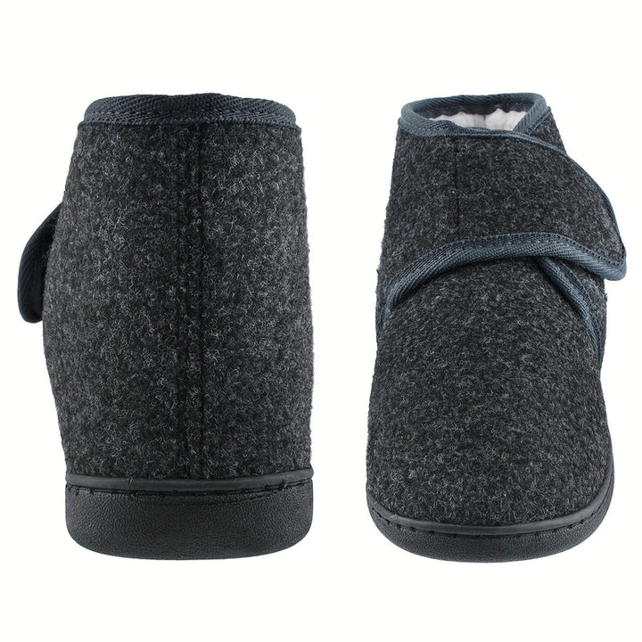 Pantofole alte da uomo grigio scuro – vista laterale e posteriore