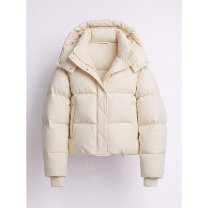 Piumino corto oversize da donna con collo alto – dettaglio 4