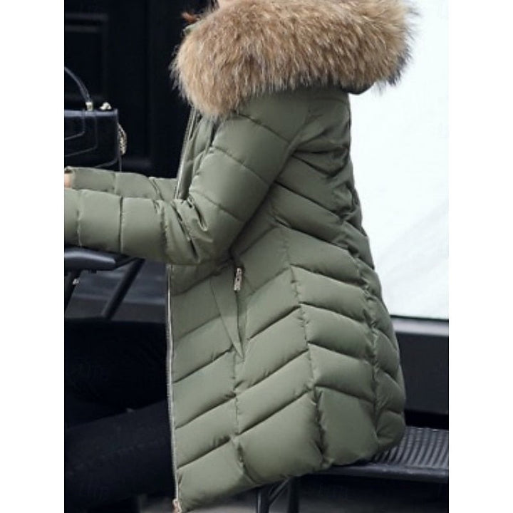 Piumino donna verde oliva – vista laterale