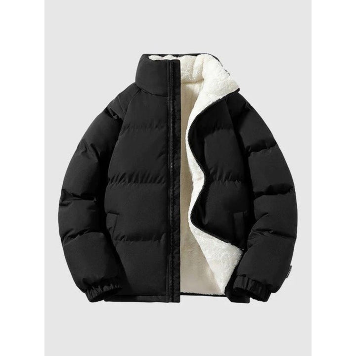 Piumino da uomo con fodera effetto sherpa nero