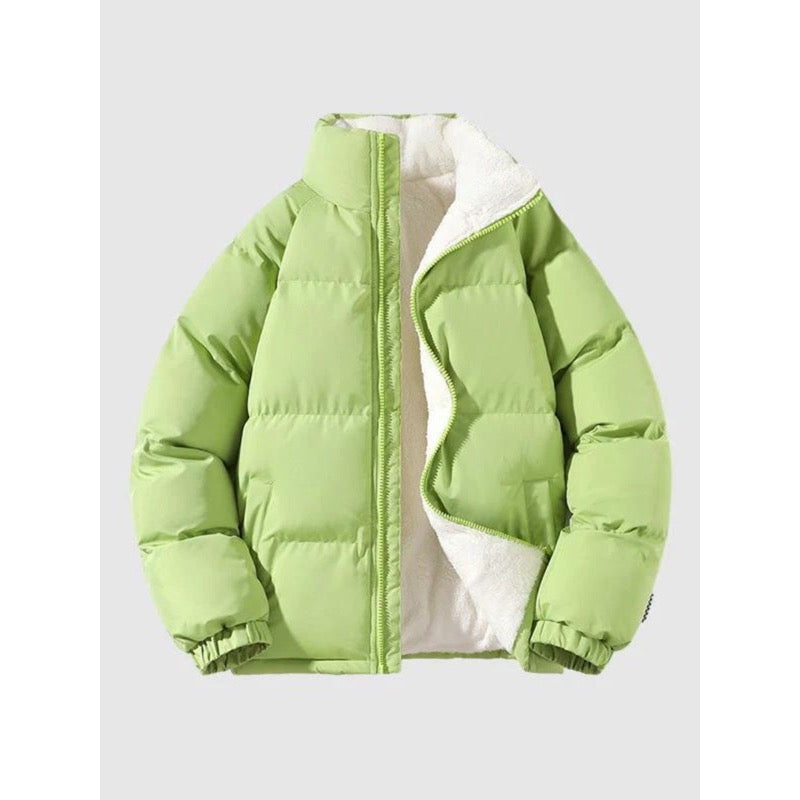 Piumino da uomo con fodera effetto sherpa verde