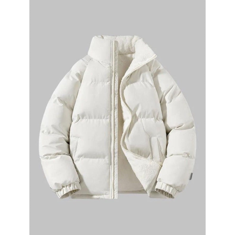 Piumino da uomo con fodera effetto sherpa bianco