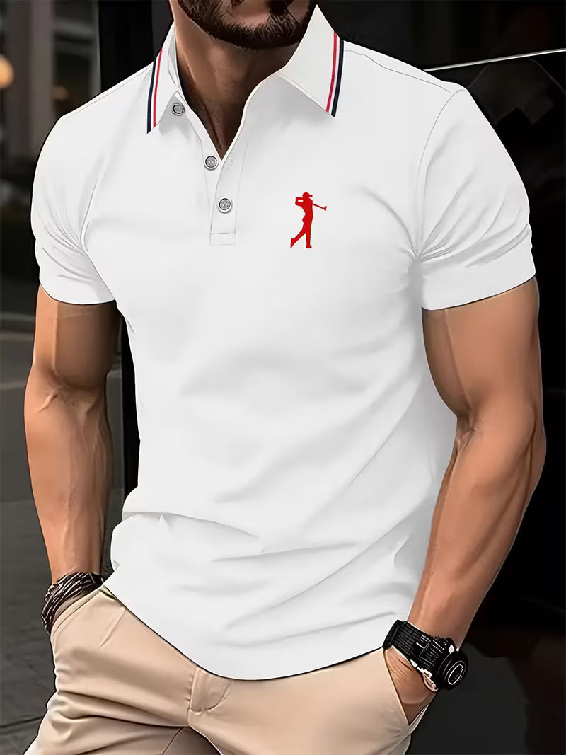 Kurzarm-Poloshirt für Herren mit Golfstickerei für die Freizeit