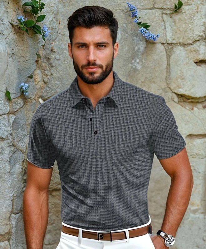 Polo da uomo con texture geometrica