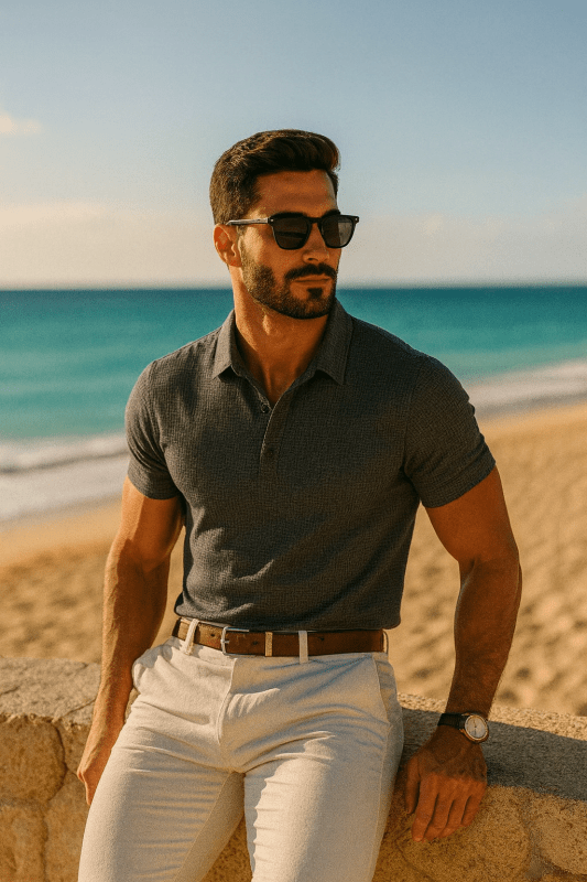 Polo da uomo con texture geometrica