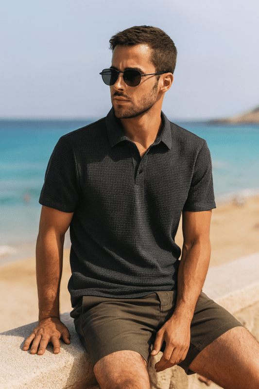 Polo da uomo con texture geometrica