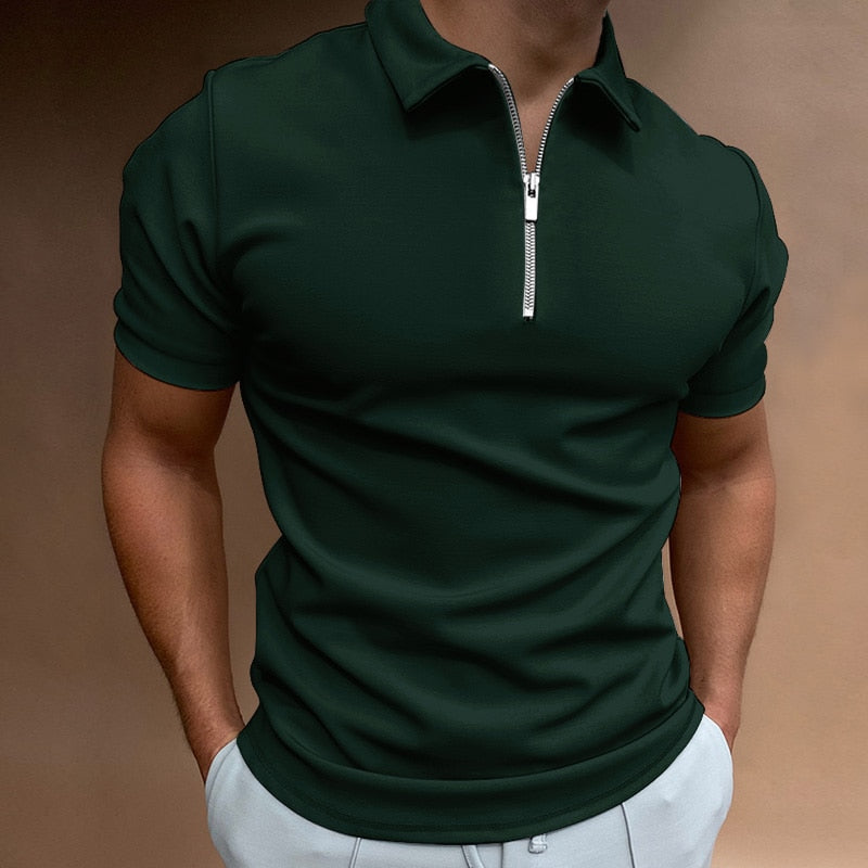 Polo da uomo con zip a mezza lunghezza per uso quotidiano
