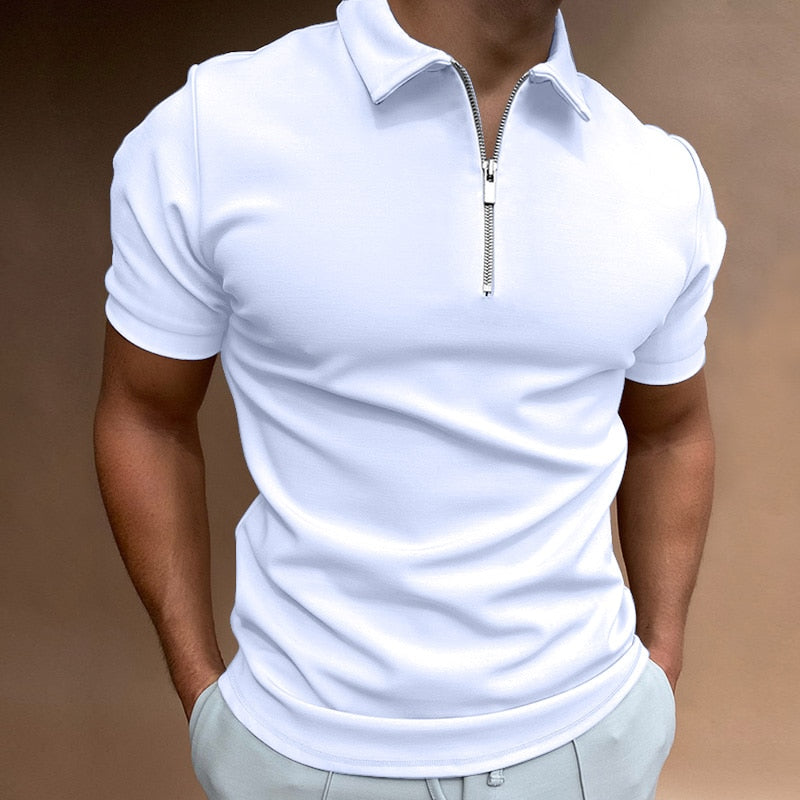 Polo da uomo con zip a mezza lunghezza per uso quotidiano