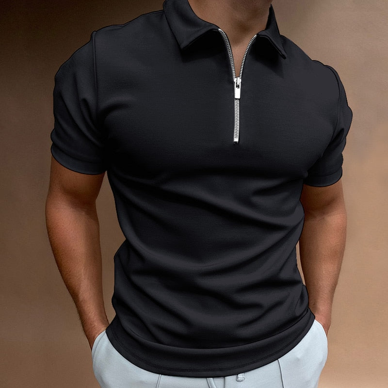 Polo da uomo con zip a mezza lunghezza per uso quotidiano 