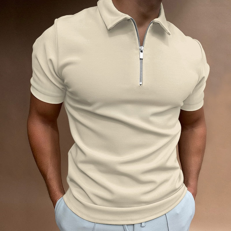 Polo da uomo con zip a mezza lunghezza per uso quotidiano