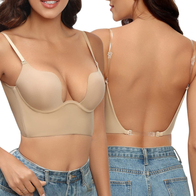 Reggiseno push up invisibile da donna con schiena scoperta
