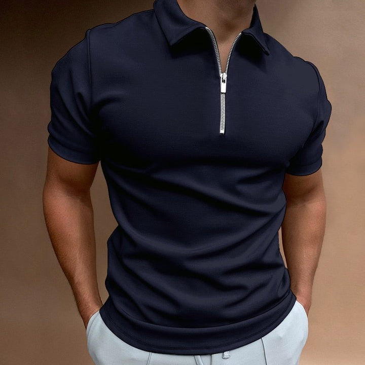Polo da uomo con zip a mezza lunghezza per tempo libero