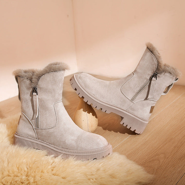 Stivaletti invernali donna beige con zip