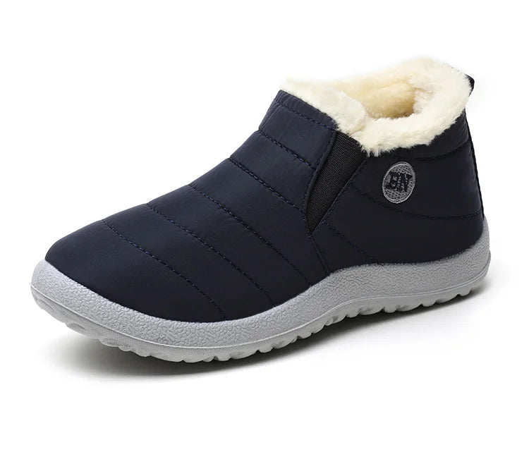 Stivaletto invernale donna blu con bordo bianco