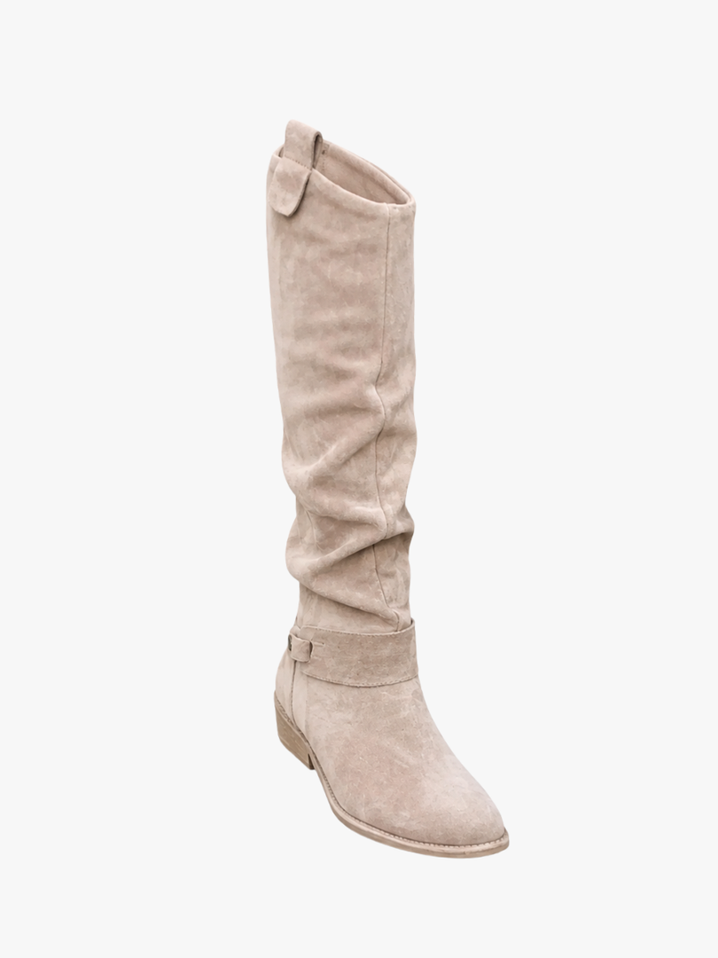 Stivale donna alto beige – vista laterale