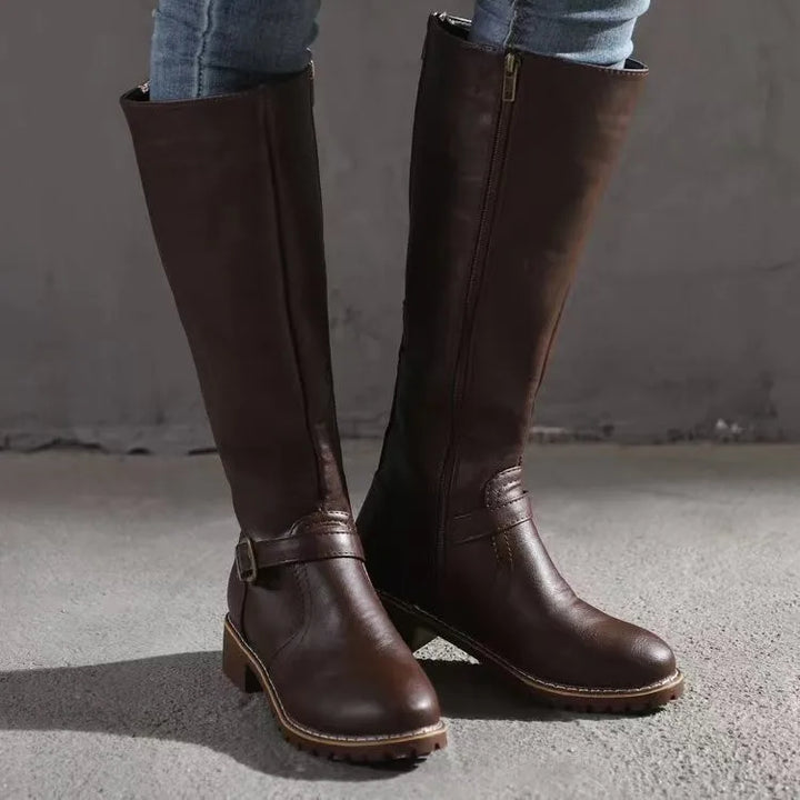 Stivali donna alti in stile equestre marrone scuro