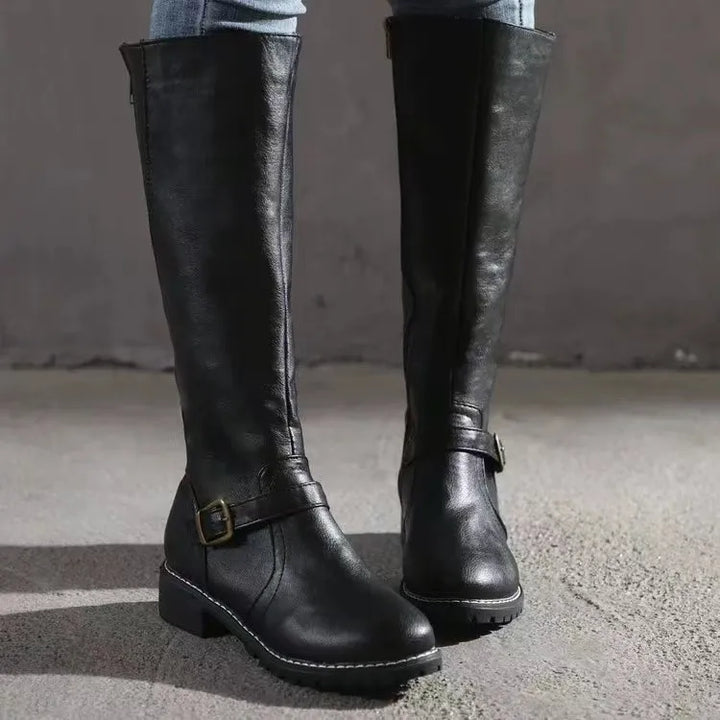 Stivali donna alti in stile equestre nero