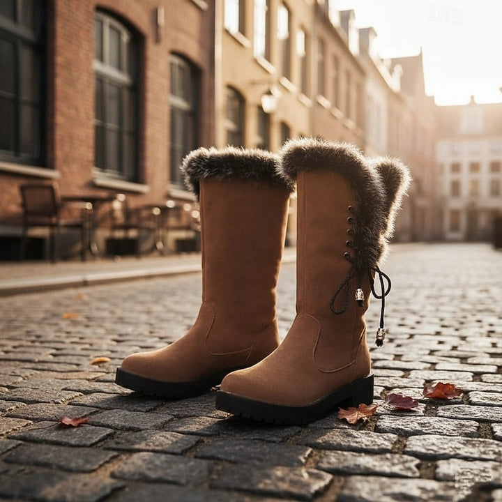Stivali donna invernali color cammello – vista laterale