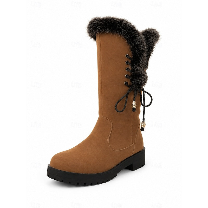 Stivale donna invernale color cammello – vista laterale