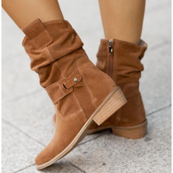 Stivali donna arricciati cuoio – altra vista